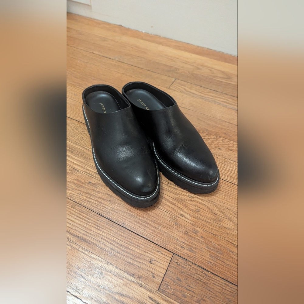 Jenni Kayne Black Leather Slip-On Mules